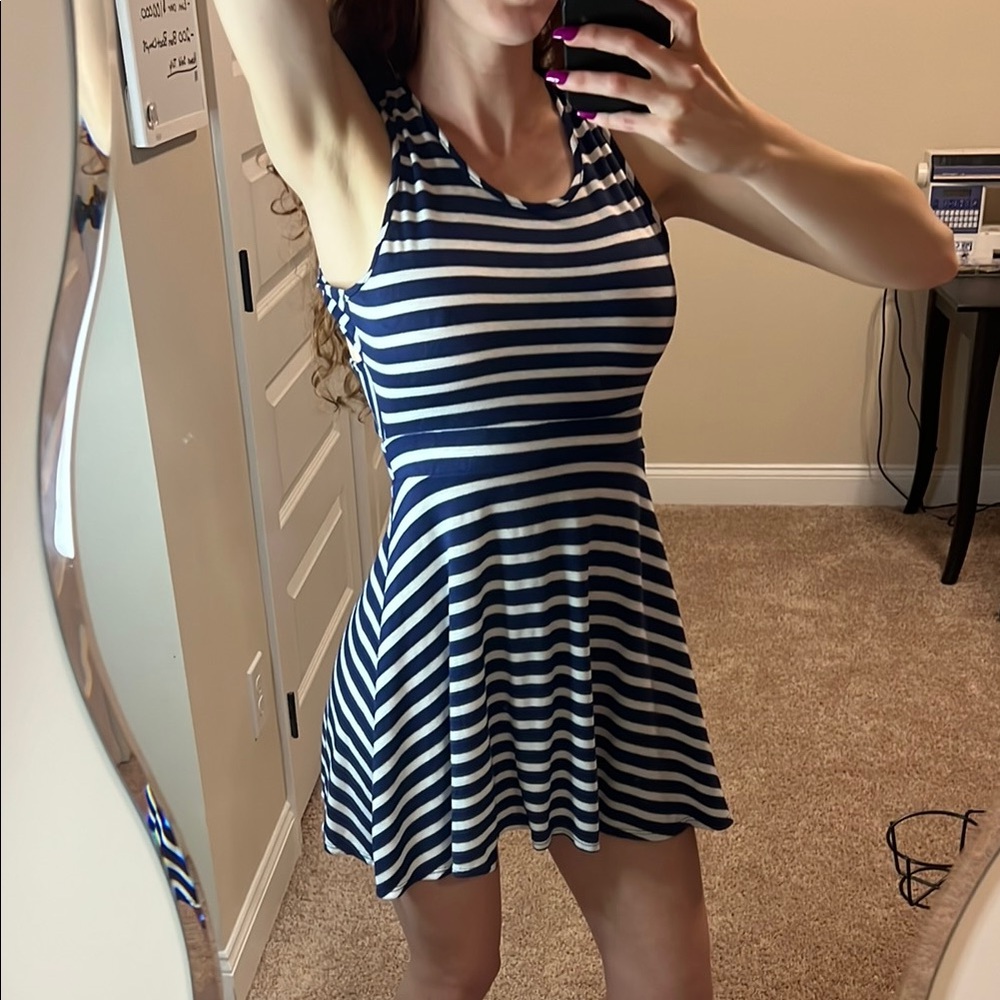 Moa Moa Black and White Sleeveless Halter Mini Dress